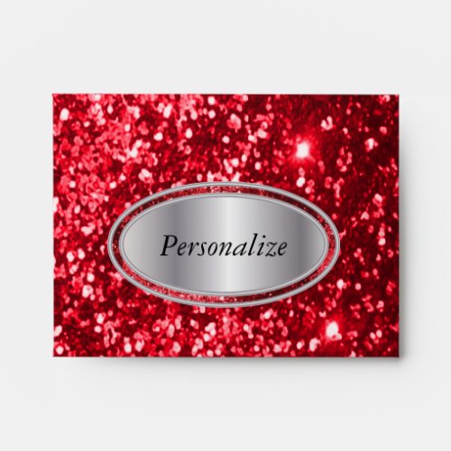 Red Glitter with Silver Name Plate Envelope