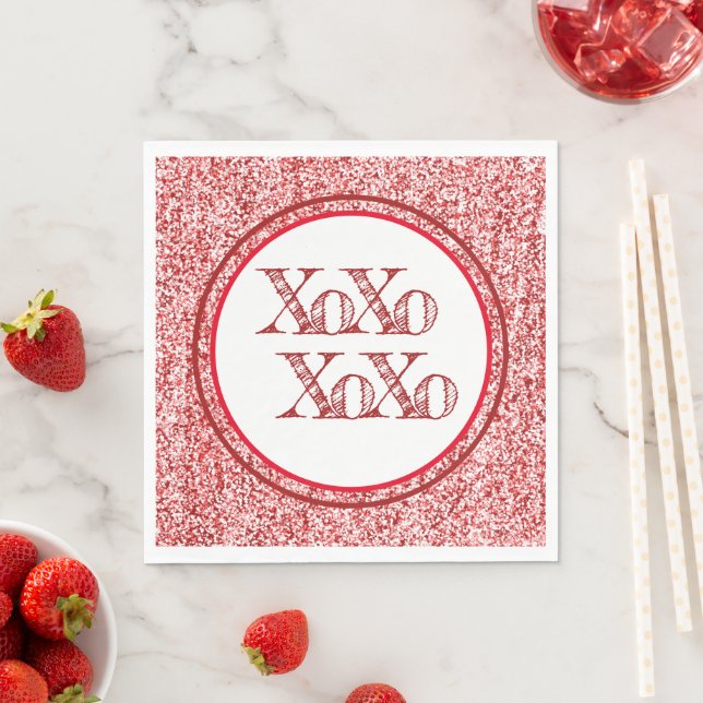 Red Glitter XOXO Napkins (Insitu)