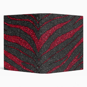 Red Glitter Zebra Print Binder