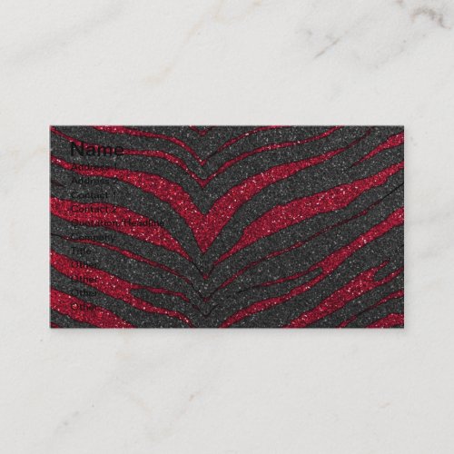 Red Glitter Zebra Print Business Card Template