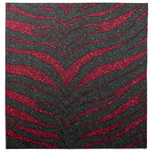 Red Glitter Zebra Print Napkin