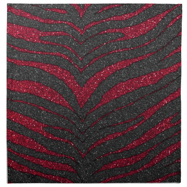 Red Glitter Zebra Print Napkin (Front)