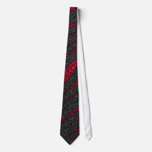 Red Glitter Zebra Print Neck Tie