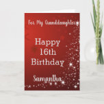 Red Glitters Happy 16th Birthday Granddaughter Card<br><div class="desc">Red Glitters Happy 16th Birthday Granddaughter Card</div>
