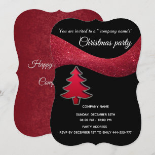 Red glitters simple  corporate Christmas party Invitation