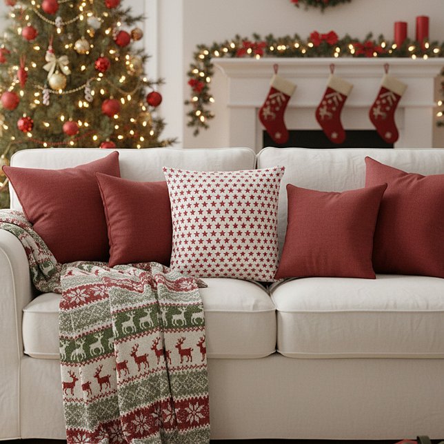 Red glitters stars  throw pillow (Creator Uploaded)