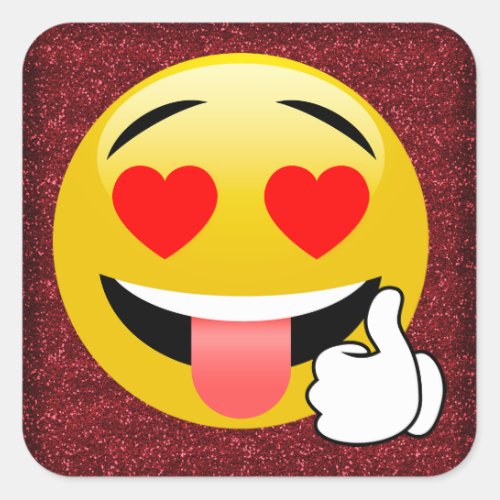 Red Glittery Heart Eyes Thumbs Up Emoji Stickers