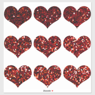Red Glittery Heart Pattern Glitter Sparkly Wedding Sticker