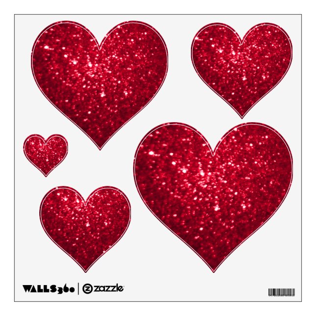 Red Glittery Look Heart: Wall Decals (Front)