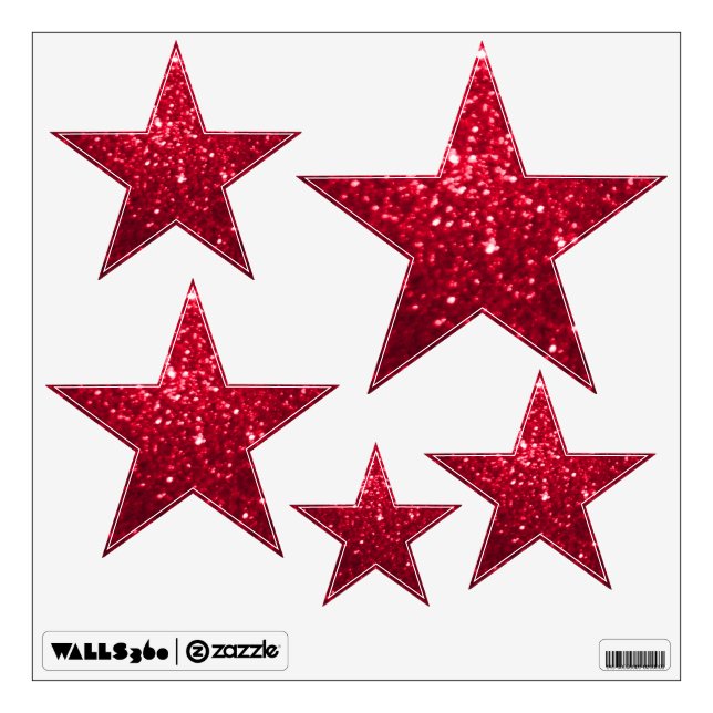 Red Glittery Look Stars: Wall Decals (Front)