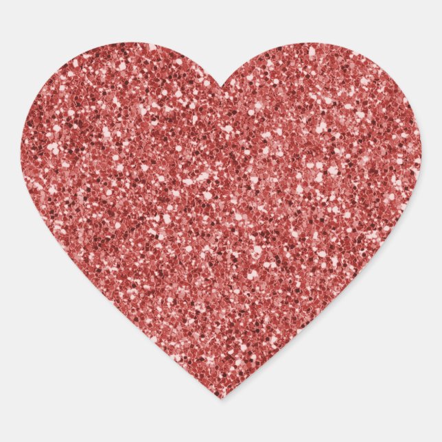 Red Glitz Glitter Heart Sticker (Front)