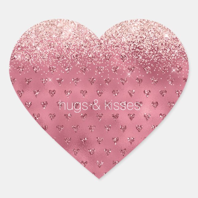 Red Glitzy Glitter Hearts Heart Sticker (Front)