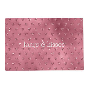 Red Glitzy Glitter Hearts Placemat