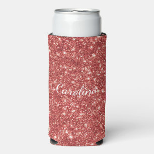 Red Glitzy Glitter Seltzer Can Cooler