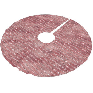 Red Glitzy Glitter Stripes Brushed Polyester Tree Skirt