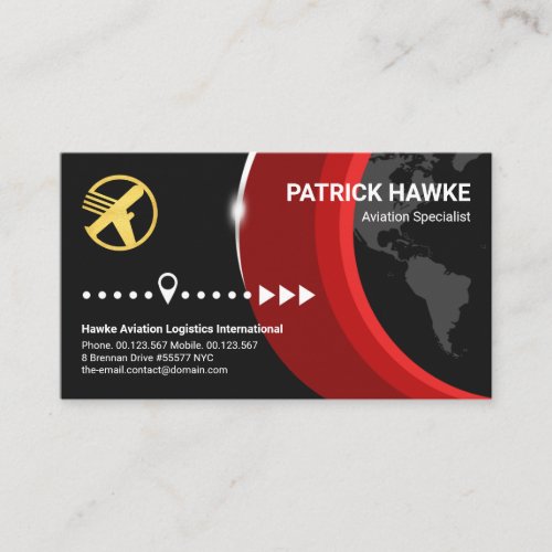 Red Global Layer Silver Horizon Logistics Aviation Business Card