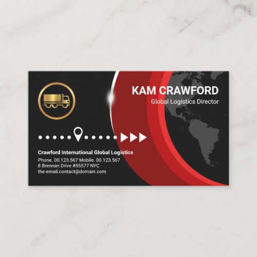 Red Global Layers Silver Horizon Import Export Business Card