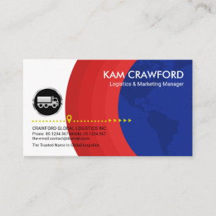 Red Globe Layers Silver Truck Logistics Driver Business Card