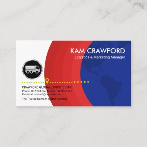 Red Globe Layers Silver Truck Logistics Driver Business Card