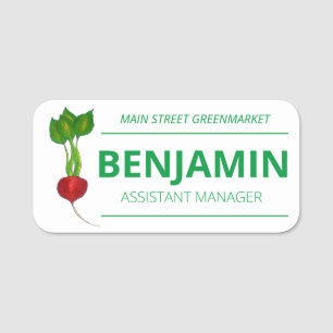 Red Globe Radish Radishes Garden Root Vegetable Name Tag
