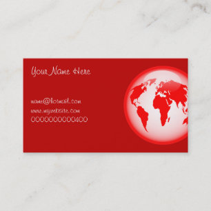 Red Glossy Globe, Your Name Here, Business Card