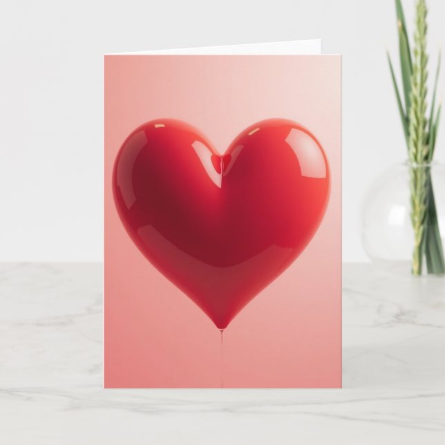 Red Glossy Heart Love Card (Front)