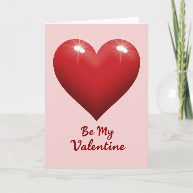 Red Glossy Heart Valentines Card (Front)