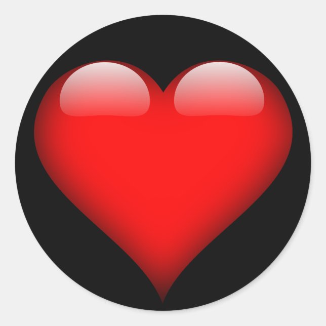 Red Glossy Heart, Valentine's Day, Love Sticker (Front)