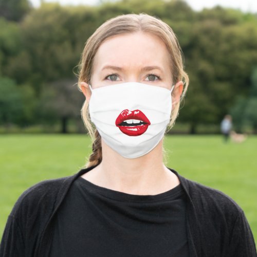 Red Glossy Lips Adult Cloth Face Mask