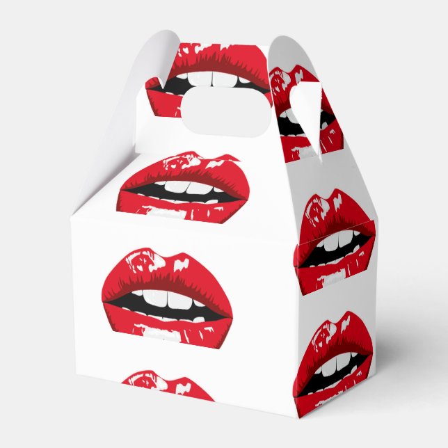 Red glossy lips favor boxes (Front Side)
