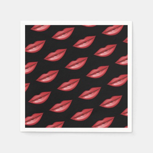 Red Glossy Lips Kiss Beauty Makeup Birthday Party Napkins