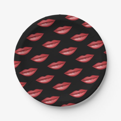 Red Glossy Lips Kiss Beauty Makeup Birthday Party Paper Plates