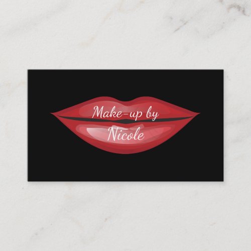 Red Glossy Lips Kiss Chic Modern Glam Beauty Business Card
