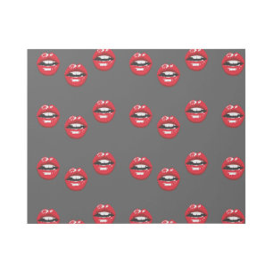 Red glossy lips on gray gallery wrap