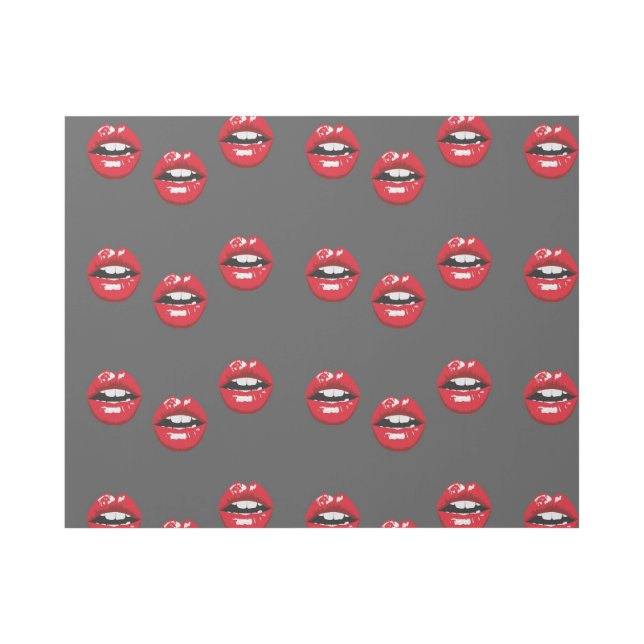 Red glossy lips on gray gallery wrap (Front)
