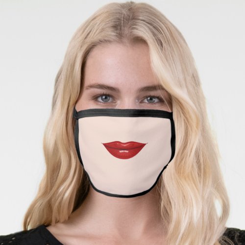 Red Glossy Lips _ Red Lipstick _ Pretty Woman Face Mask
