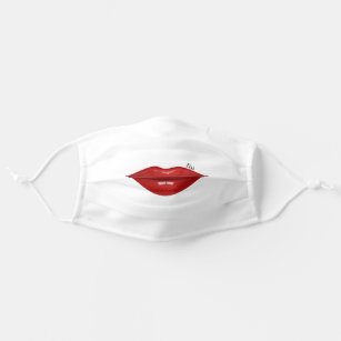 Red Glossy Lips with Kiss Piercing Adult Cloth Face Mask