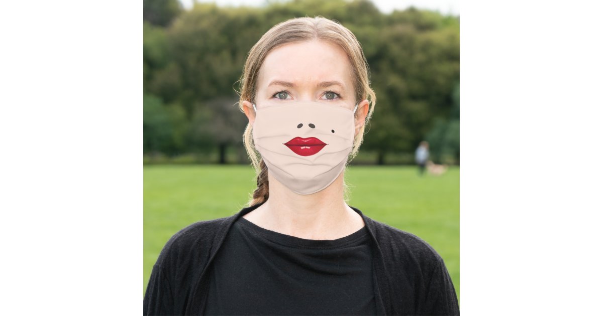 Red Glossy Lips With Mole Lady Adult Cloth Face Mask Zazzle