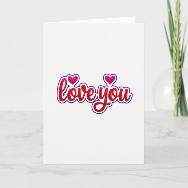 Red Glossy Love You Valentines Card (Front)