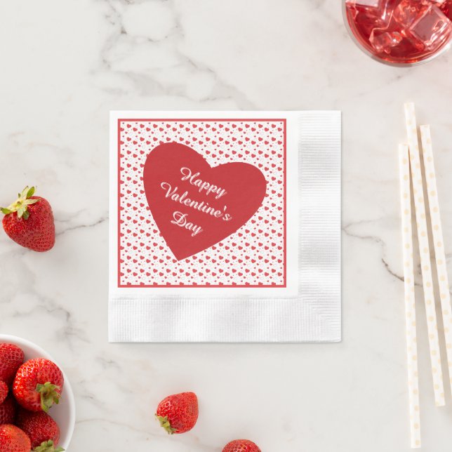 Red glossy passion hearts, cute romantic pattern napkins (Insitu)