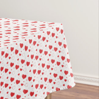 Red glossy passion hearts, cute romantic pattern tablecloth