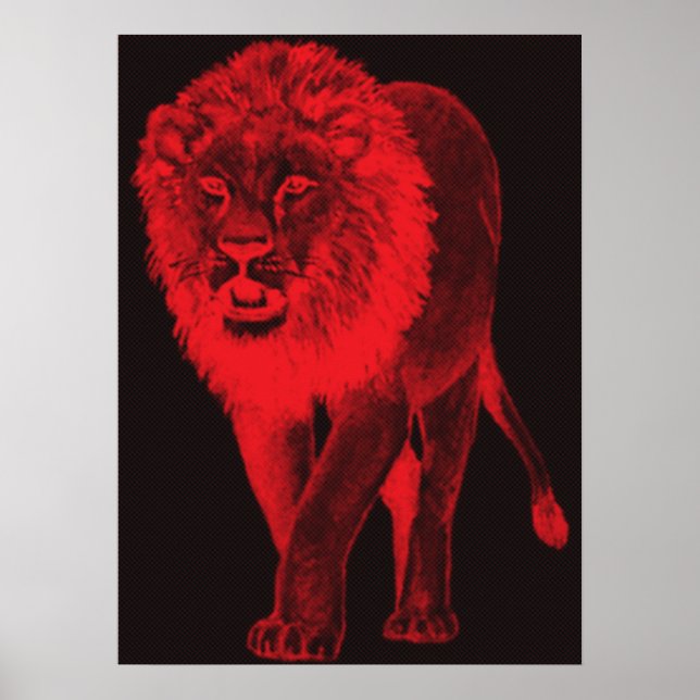Red Glow Lion Poster (Front)
