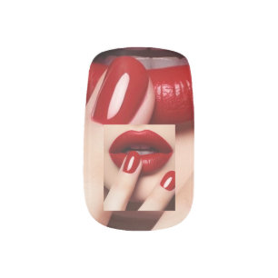 Red Glow Lip Touch Minx Nail Art