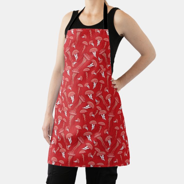 red glowing jelly fish pattern apron (Insitu)