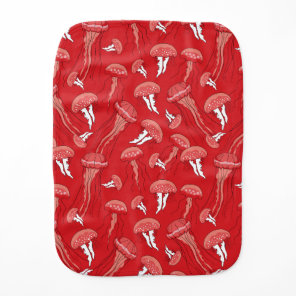 red glowing jelly fish pattern baby burp cloth