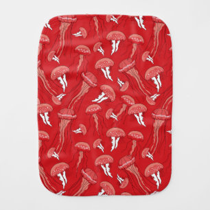 red glowing jelly fish pattern baby burp cloth