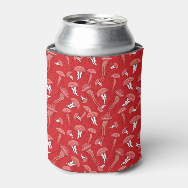 red glowing jelly fish pattern can cooler (Can Front)