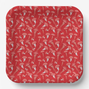 red glowing jelly fish pattern paper plates