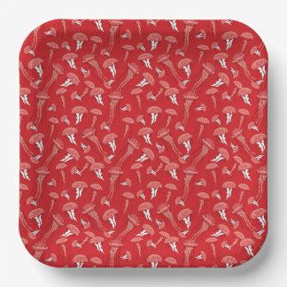 red glowing jelly fish pattern paper plates