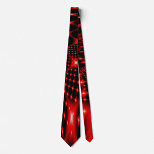 Red glowing net fractal neck tie